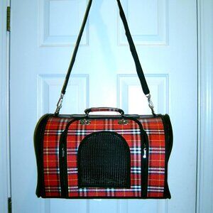 Koala Small Dog/Cat Carrier Plaid Travel Pet Kennel, EUC